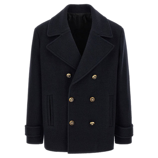 Balmain Blue Virgin Wool Coat