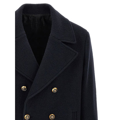 Balmain Blue Virgin Wool Coat