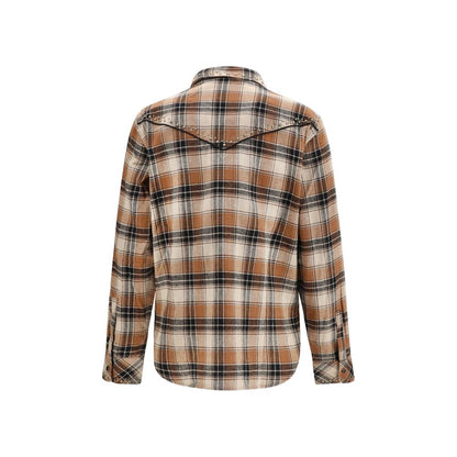 P.A.R.O.S.H. Brown Cotton Pattern Shirt