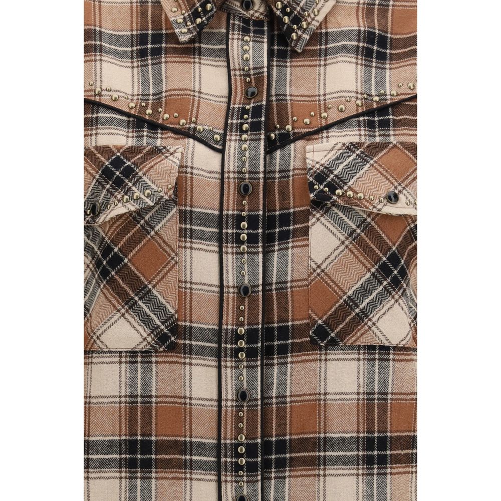 P.A.R.O.S.H. Brown Cotton Pattern Shirt