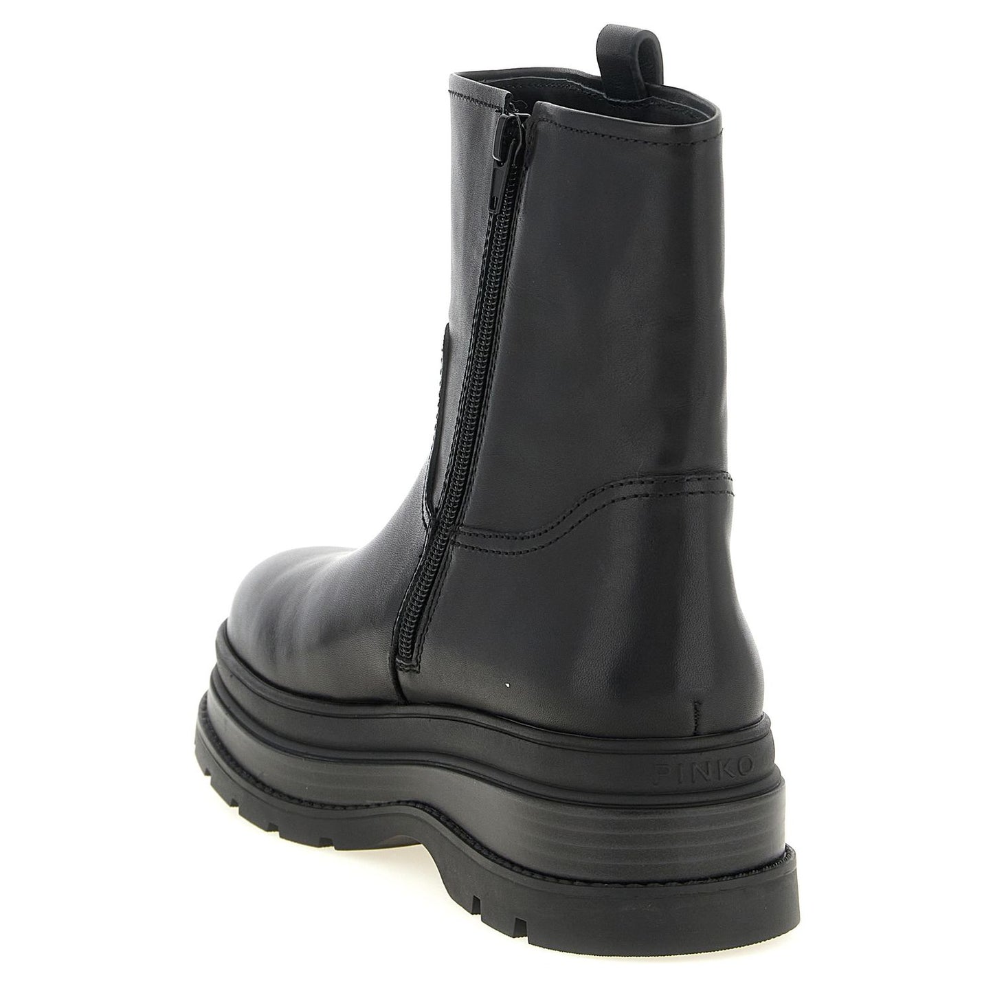 PINKO Black Cowhide Ankle Boots