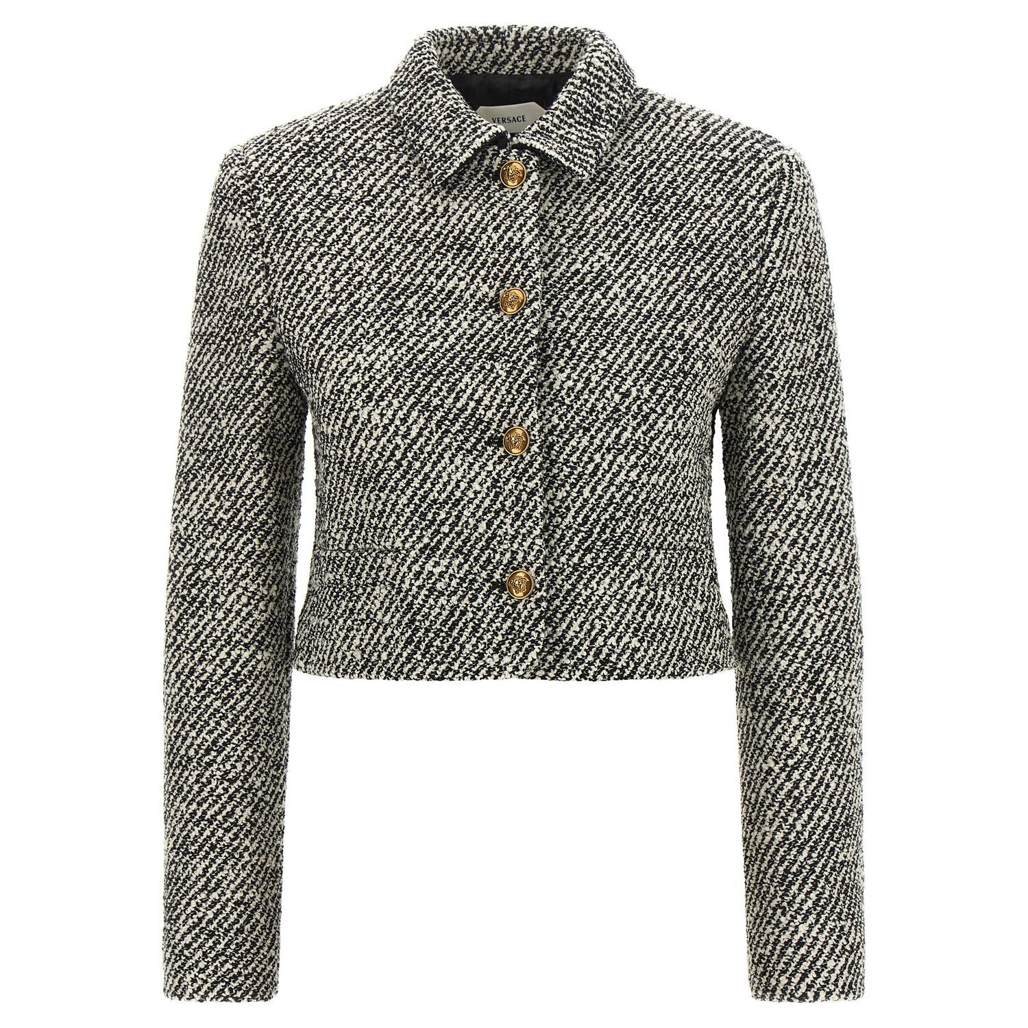 Versace Bicolor Virgin Wool Full-Length Jacket