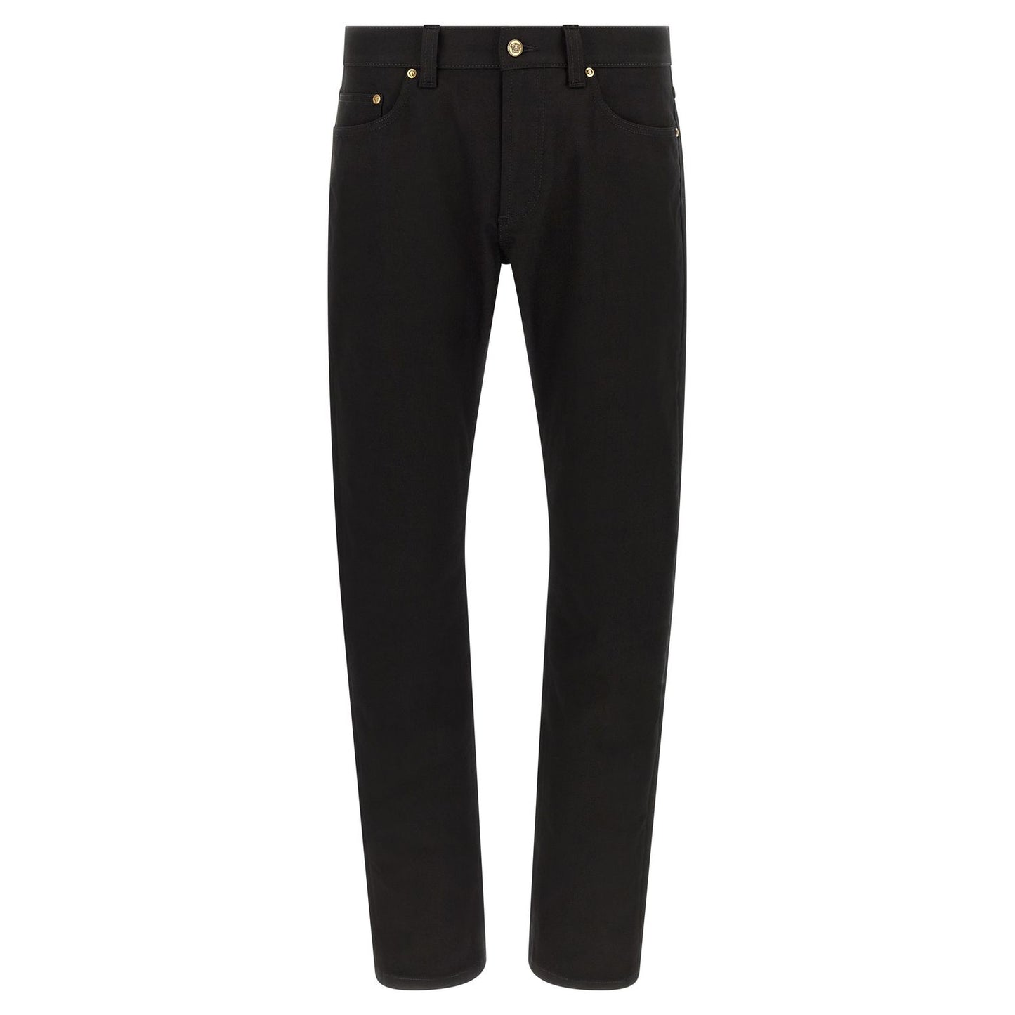Versace Black Cotton Straight-Leg Jeans