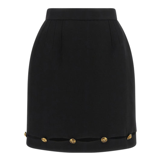 Versace Black Virgin Wool Long Skirt