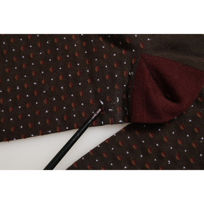 Dolce & Gabbana Maroon Dotted Wool Over The Calf Accessory Socks