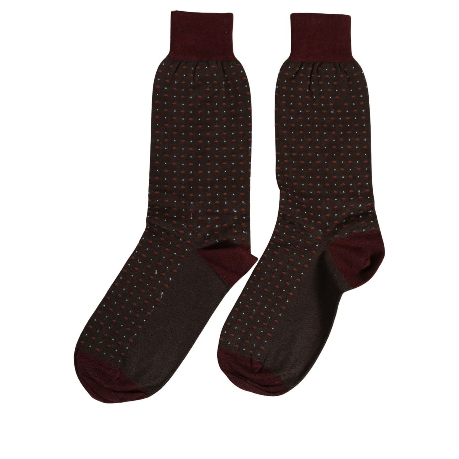 Dolce & Gabbana Maroon Dotted Wool Over The Calf Accessory Socks