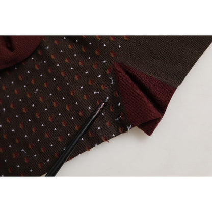 Dolce & Gabbana Maroon Dotted Wool Over The Calf Accessory Socks