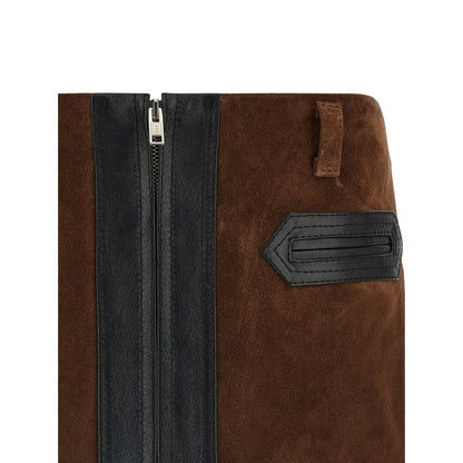 Marni Brown Calfskin Long Skirt