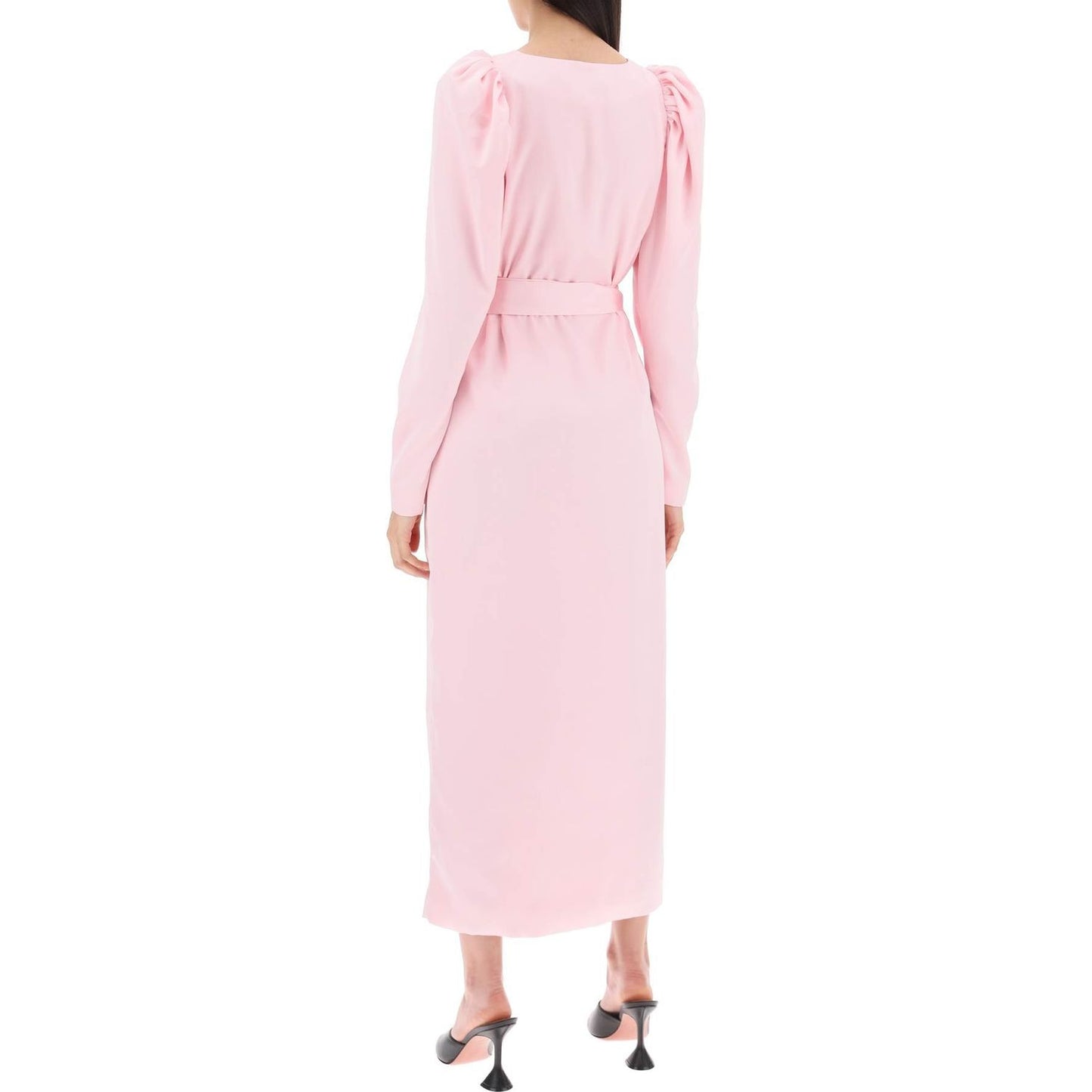 Rotate satin wrap midi dress with a crossover