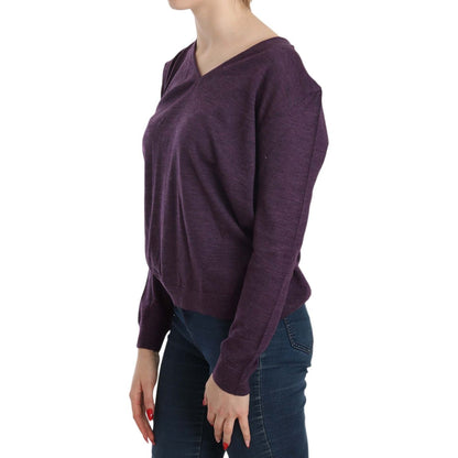 BYBLOS Purple V-neck Long Sleeve Pullover Top