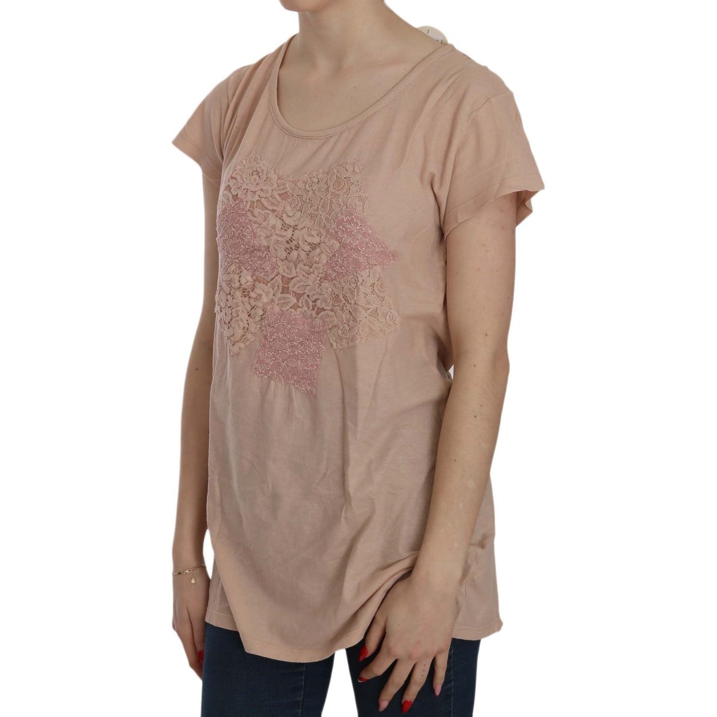 PINK MEMORIES Elegant Cream Lace Round Neck Blouse PINK MEMORIES