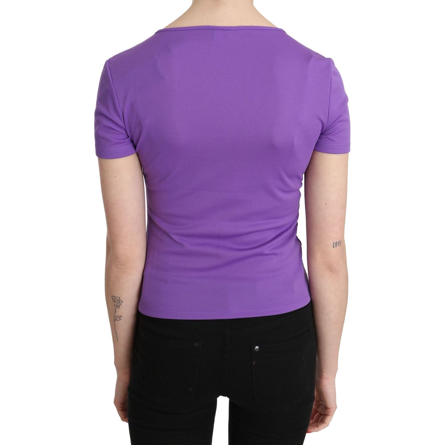GF Ferre Purple 100% Polyester Short Sleeve Top Blouse