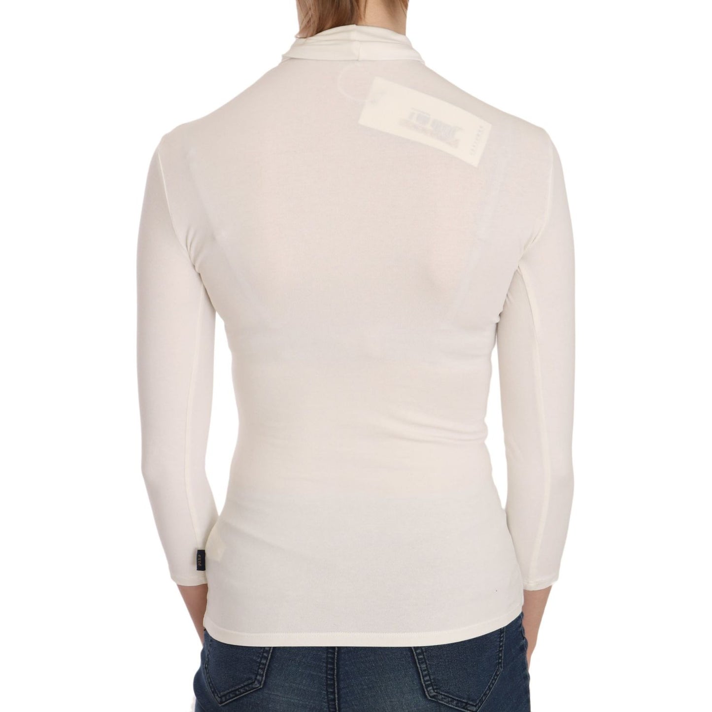 Exte Elegant White Long Sleeve Crew Neck Top Exte