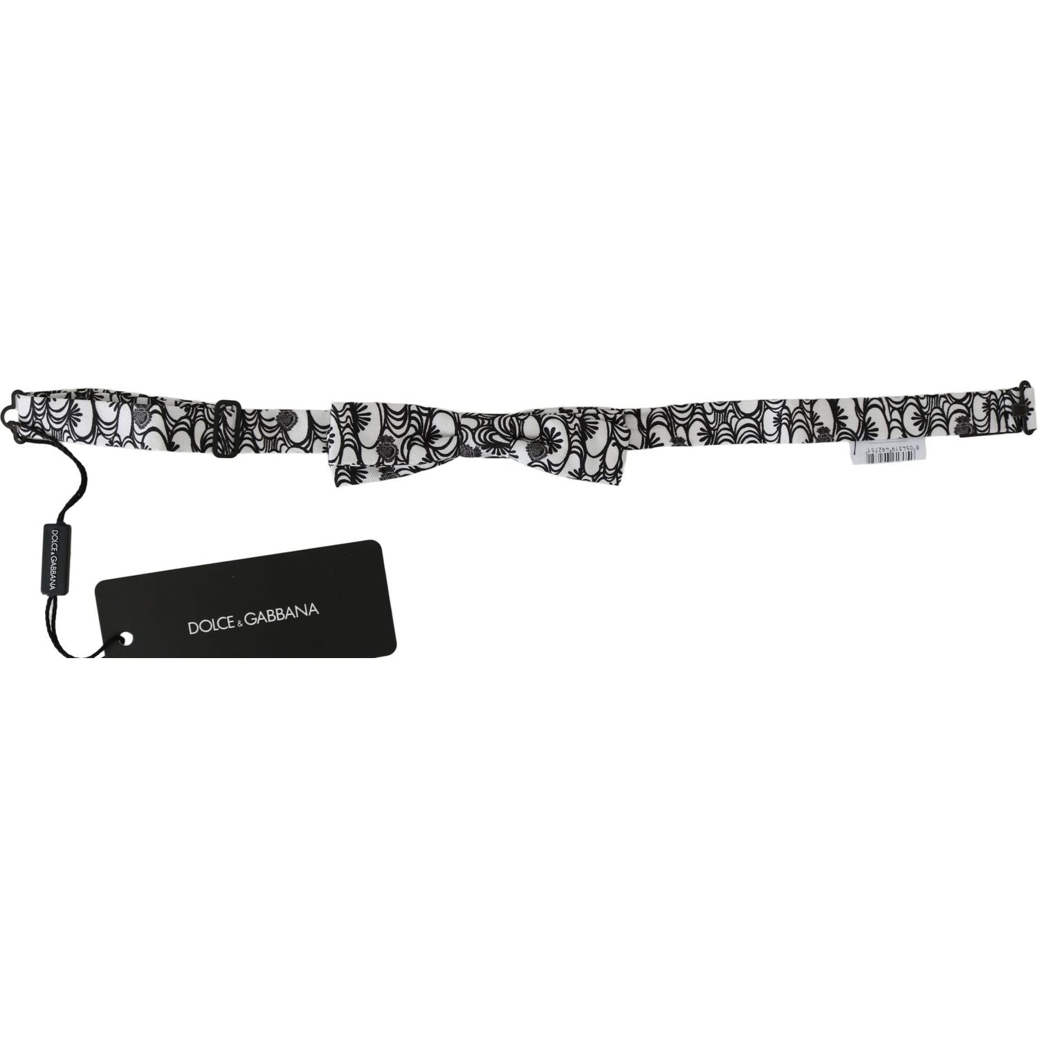 Dolce & Gabbana White Pattern Silk Adjustable Neck Papillon Tie