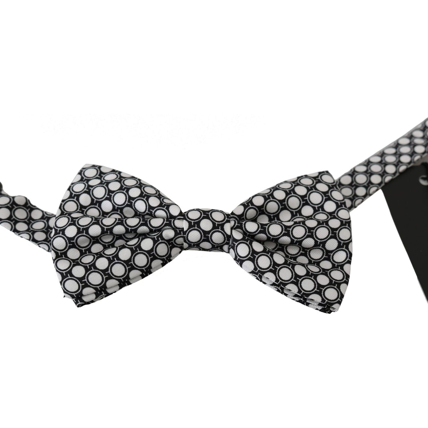 Dolce & Gabbana Men Black White Circles Adjustable Neck Papillon Bow Tie
