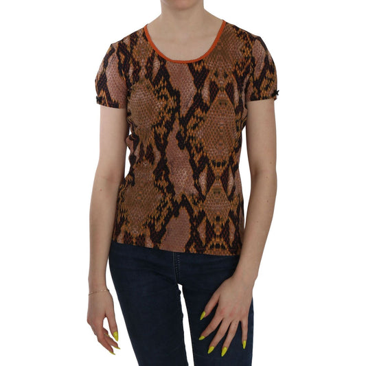 Just Cavalli Snake Skin Print Short Sleeve Top T-shirt
