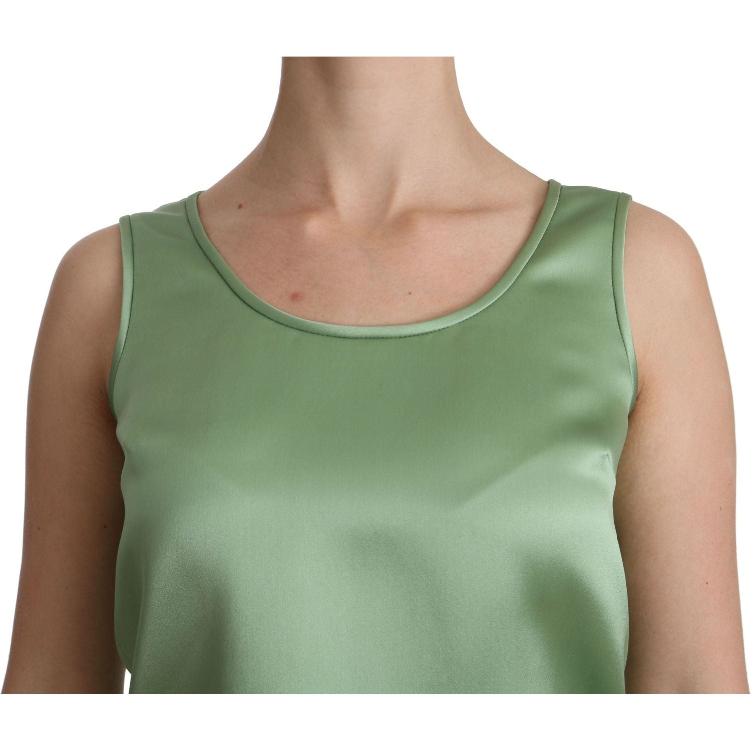 Dolce & Gabbana Green Sleeveless 100% Silk Top Tank Blouse