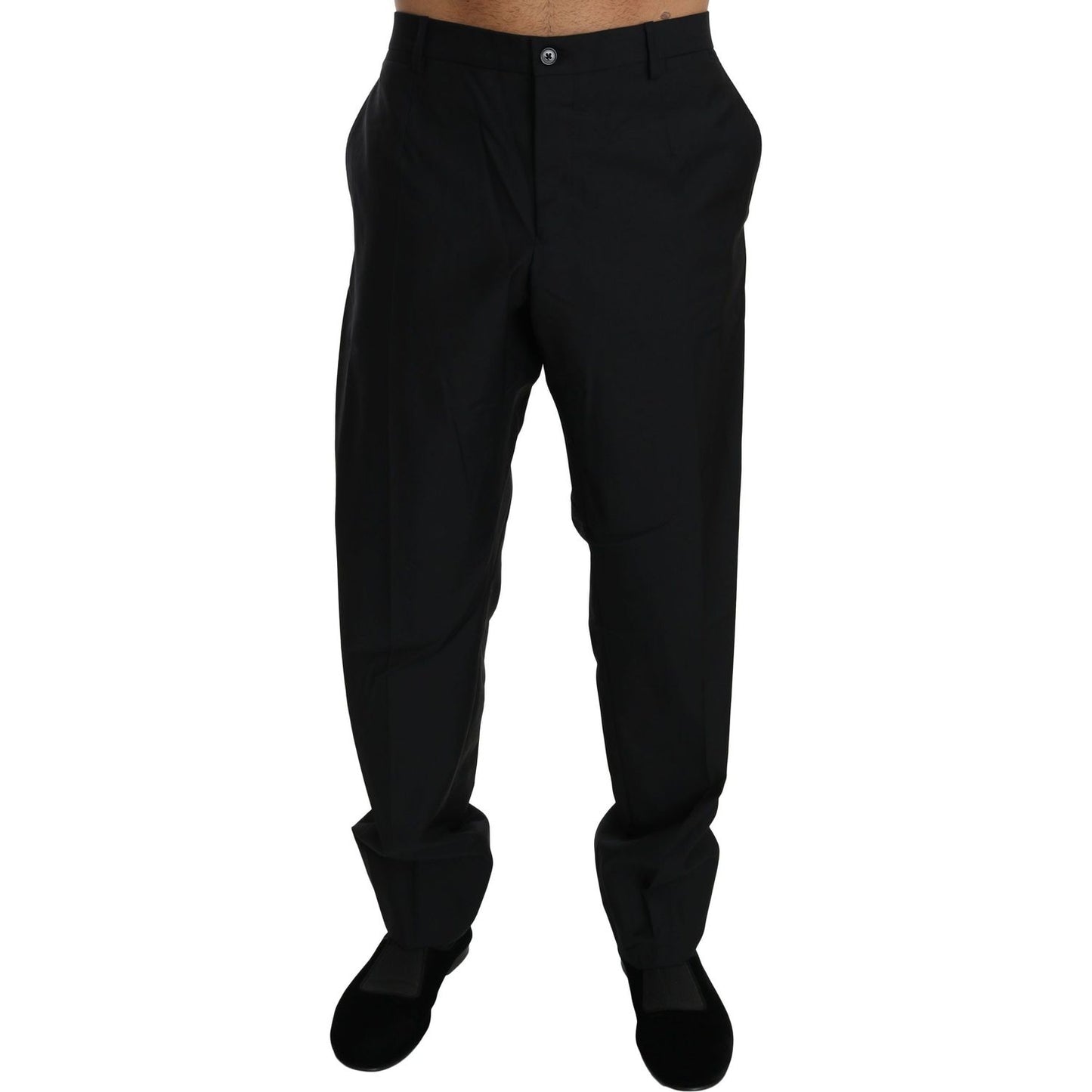 Dolce & Gabbana Black Dress Formal Trouser Men Wool Pants