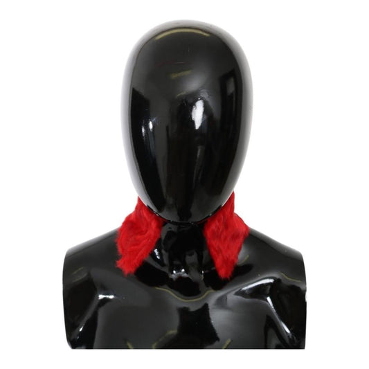 Dolce & Gabbana Red Fur Neck Collar Wrap Lambskin Scarf