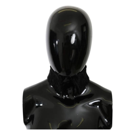 Dolce & Gabbana Black Fur Neck Collar Wrap Lambskin Scarf