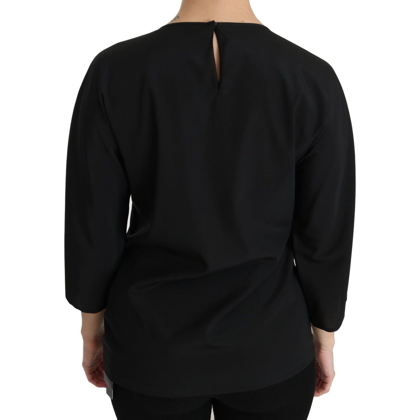 Dolce & Gabbana Elegant Black Silk Stretch Embroidered Top Dolce & Gabbana