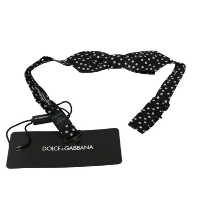 Dolce & Gabbana Black Polka Dots Mens Necktie Papillon 100% Silk Bow Tie