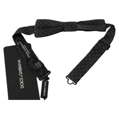 Dolce & Gabbana Gray Patterned Mens Necktie Papillon 100% Silk Bow Tie