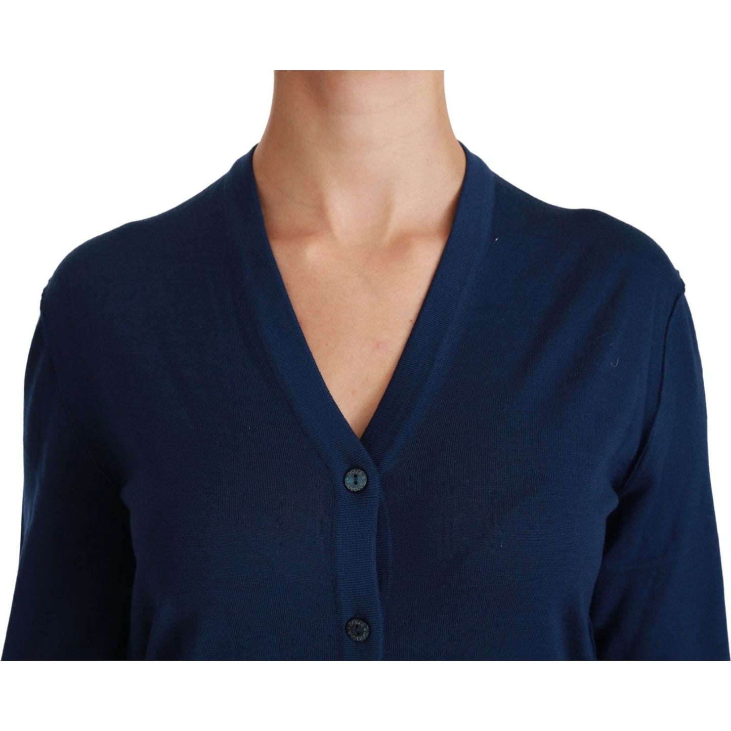 Dolce & Gabbana Blue Button Cardigan Virgin Wool Sweater