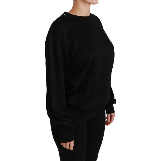 Dolce & Gabbana Elegant Black Cotton Crew Neck Pullover Sweater Dolce & Gabbana