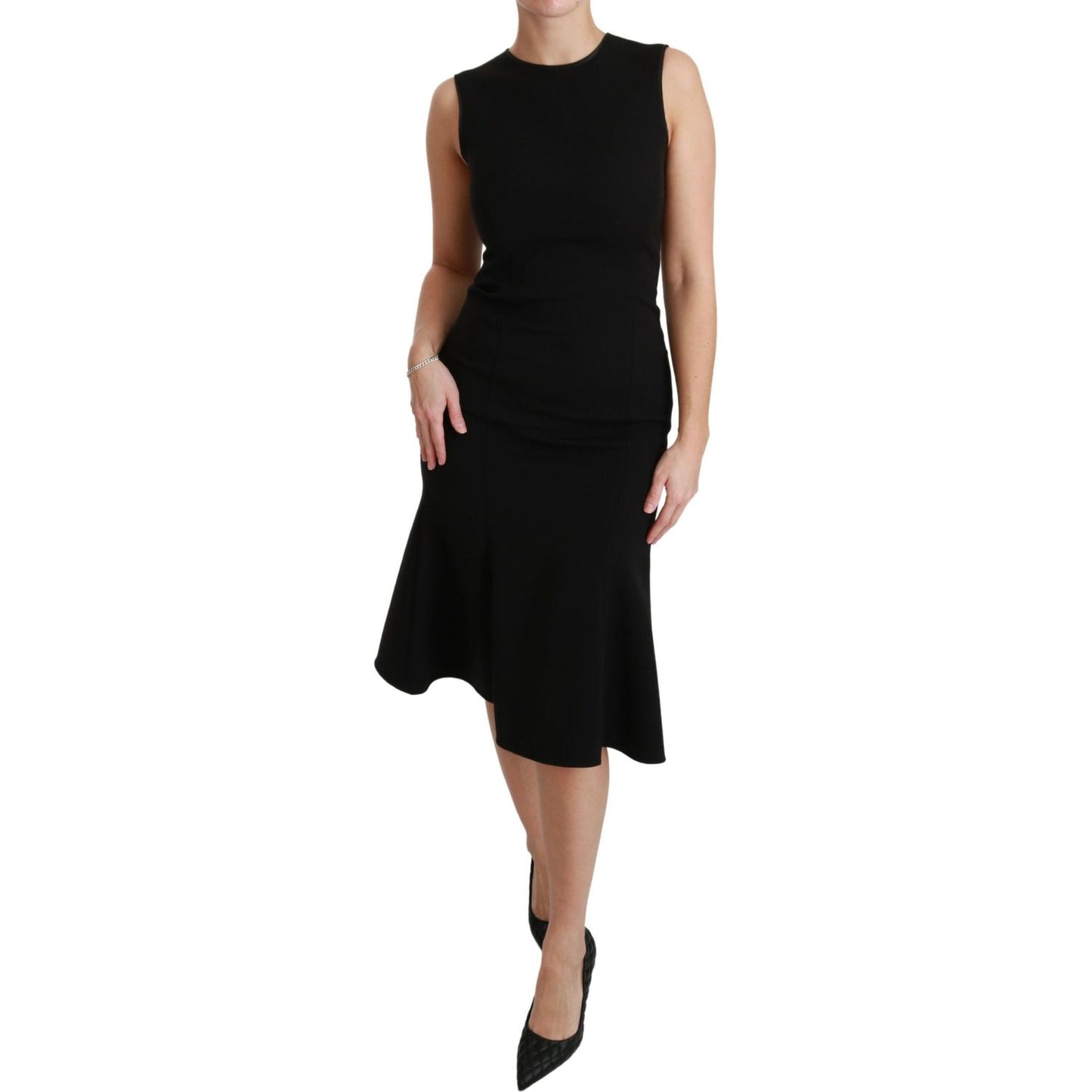 Dolce & Gabbana Elegant Black Fit Flare Wool Blend Dress WOMAN DRESSES Dolce & Gabbana