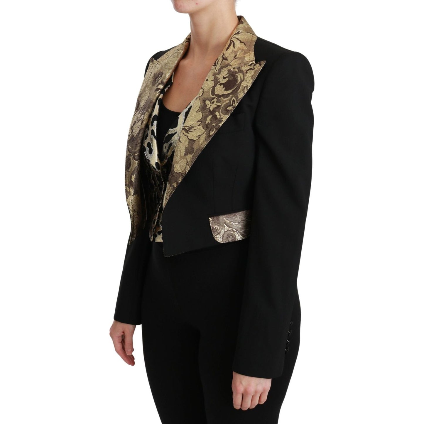 Dolce & Gabbana Opulent Black Gold Floral Jacket and Vest Ensemble Coats & Jackets Dolce & Gabbana