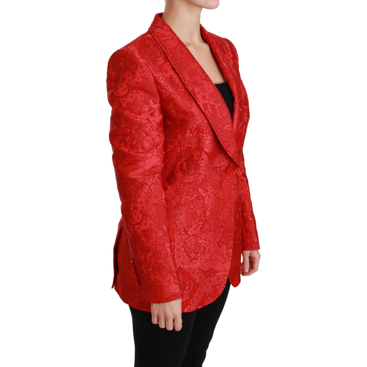 Dolce & Gabbana Red Floral Angel Pattern Blazer Dolce & Gabbana