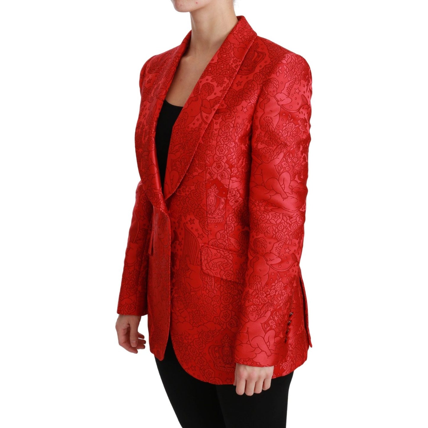 Dolce & Gabbana Red Floral Angel Pattern Blazer Dolce & Gabbana