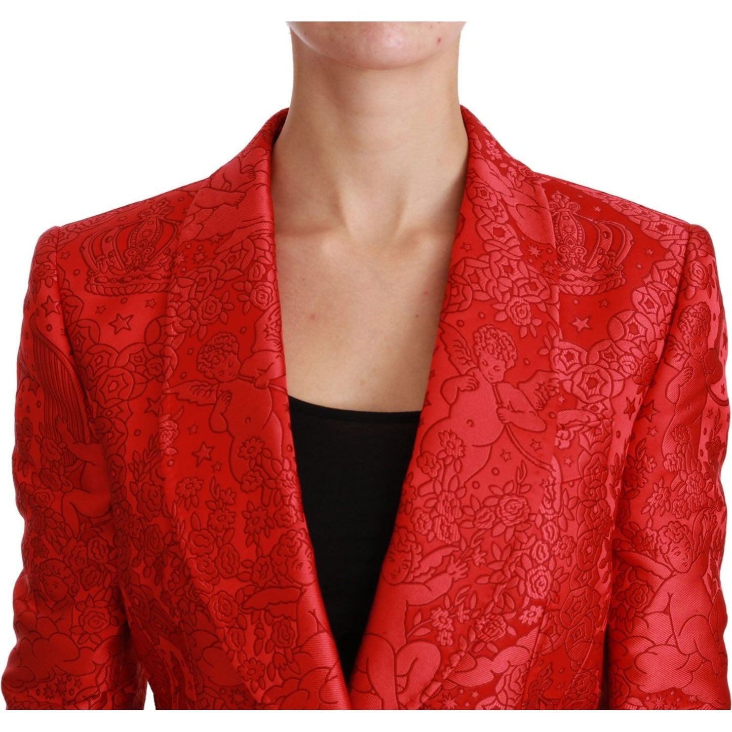 Dolce & Gabbana Red Floral Angel Pattern Blazer Dolce & Gabbana