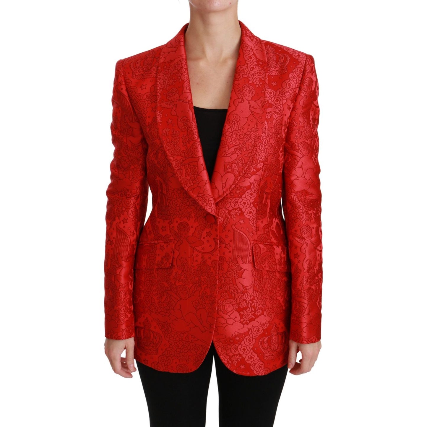 Dolce & Gabbana Red Floral Angel Pattern Blazer Dolce & Gabbana