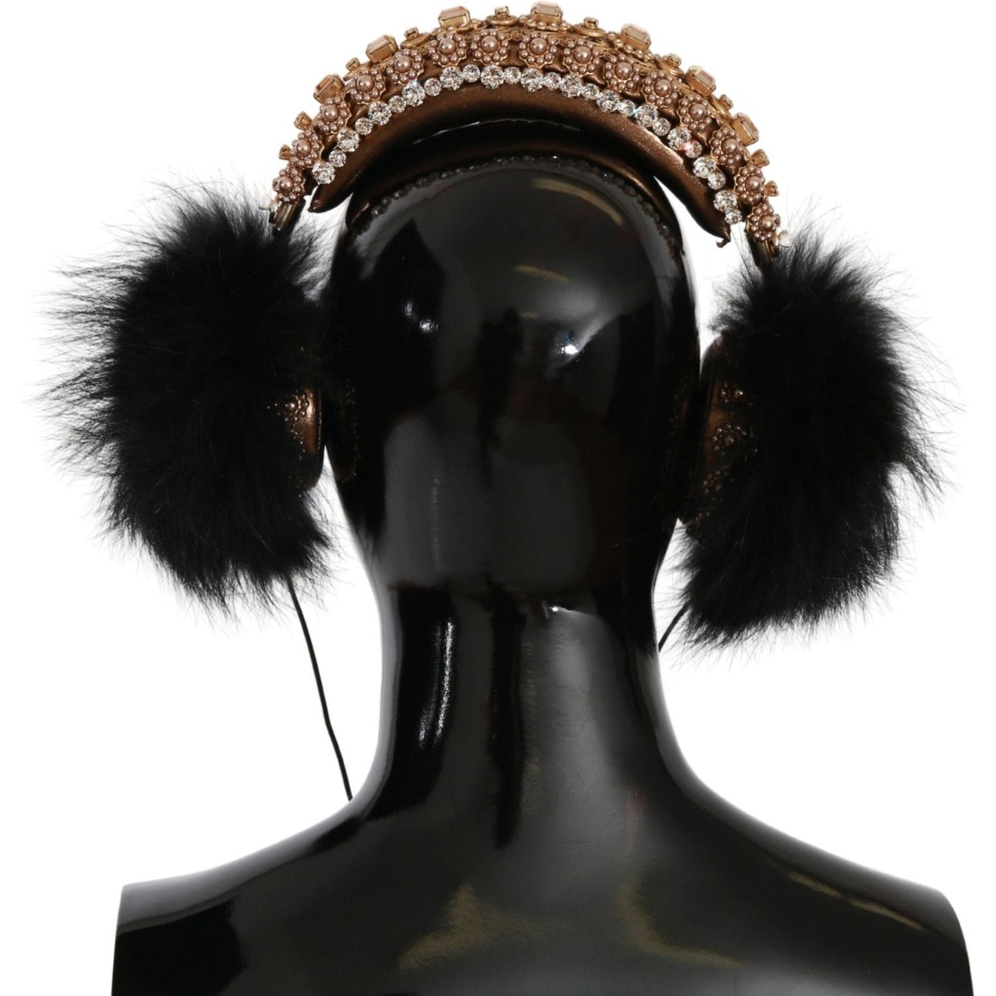 Dolce & Gabbana Gold Black Crystal Embellished Headphones Dolce & Gabbana