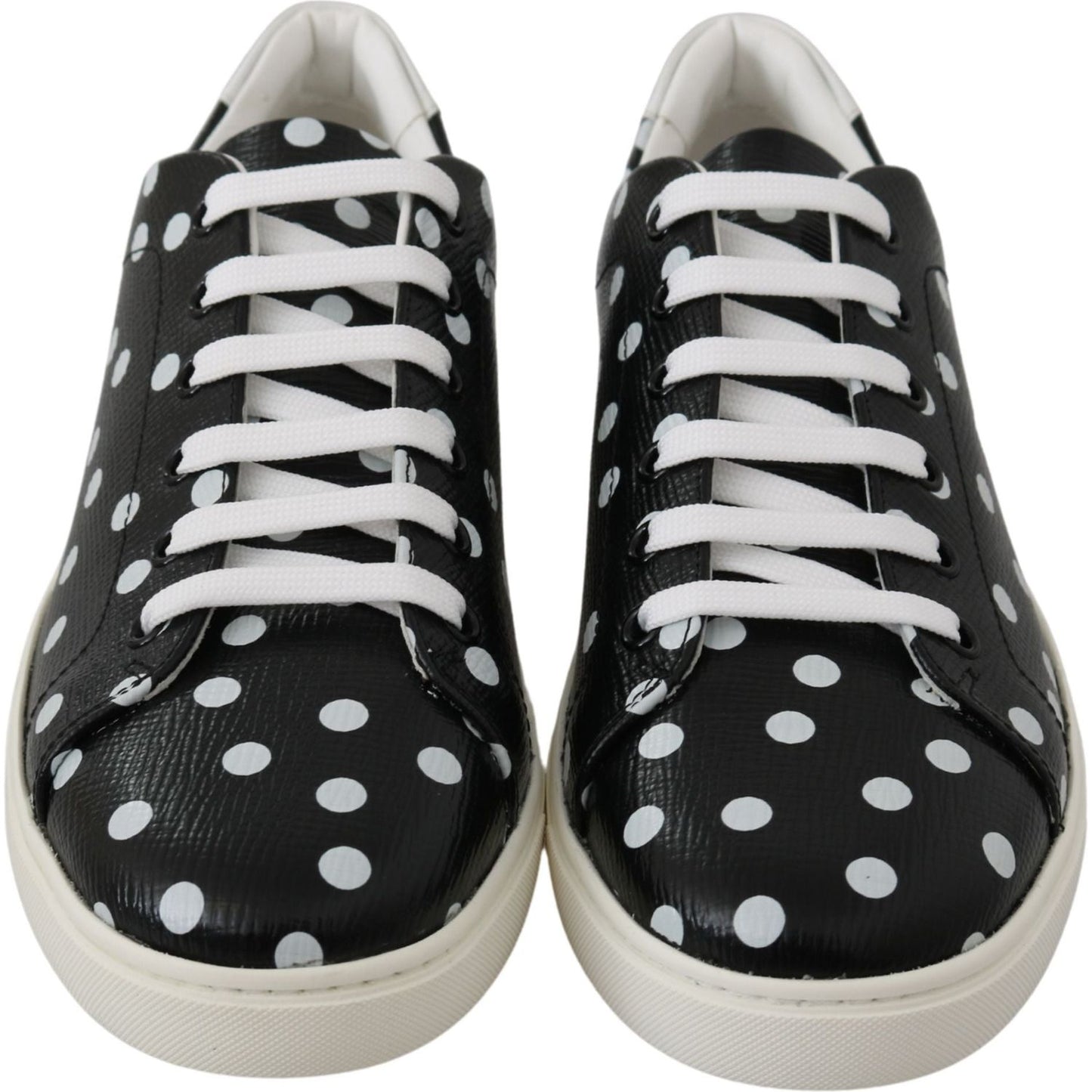 Dolce & Gabbana Black Polka Dotted Leather Sneakers Dolce & Gabbana