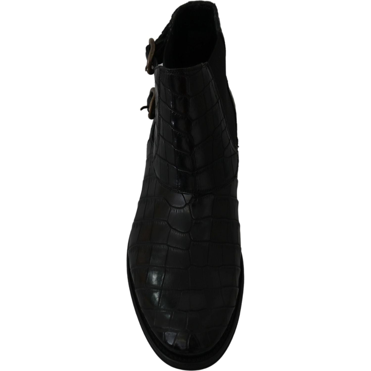 Dolce & Gabbana Black Crocodile Leather Derby Boots Shoes
