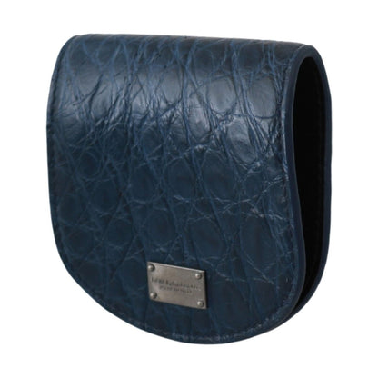 Dolce & Gabbana Blue Holder Pocket Wallet Blue Exotic Skin Condom Case