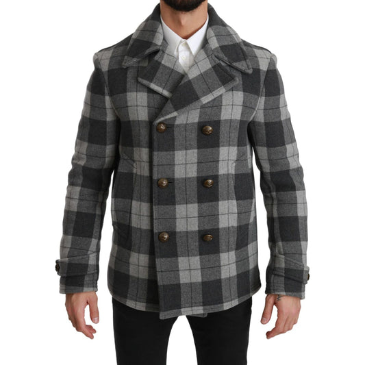 Dolce & Gabbana Gray Check Wool Cashmere Coat Jacket