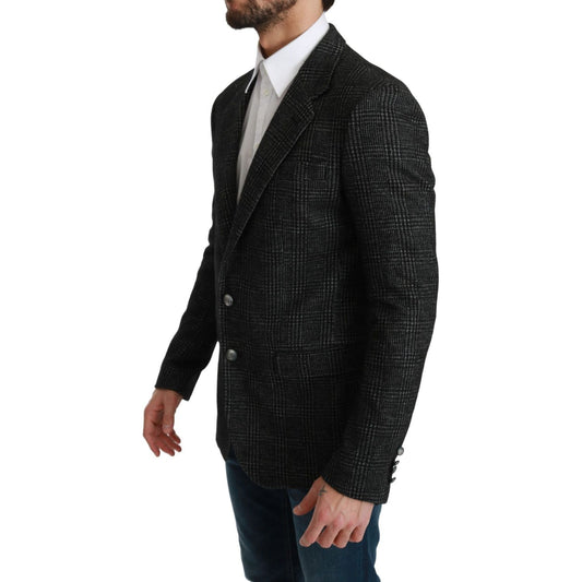 Dolce & Gabbana Elegant Gray Plaid Slim Fit Blazer Dolce & Gabbana