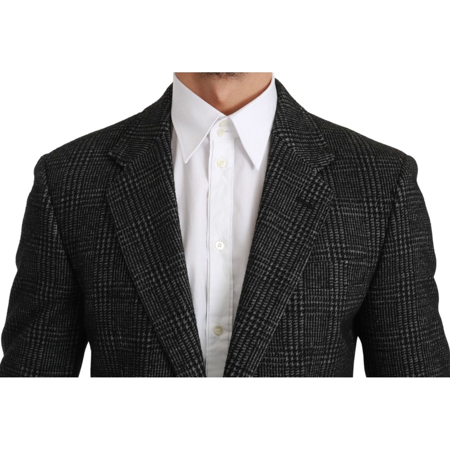 Dolce & Gabbana Elegant Gray Plaid Slim Fit Blazer Dolce & Gabbana