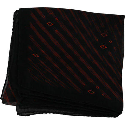 Costume National Black Orange 100% Silk Branded Scarf
