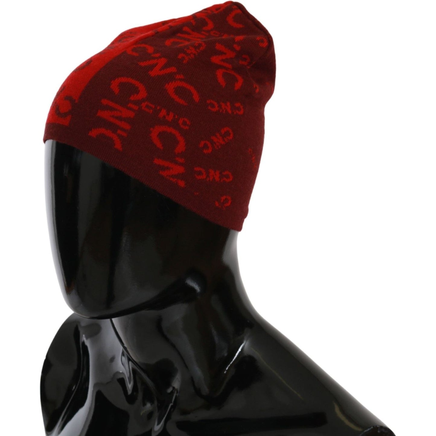 Costume National Red Wool Blend Branded Beanie Hat