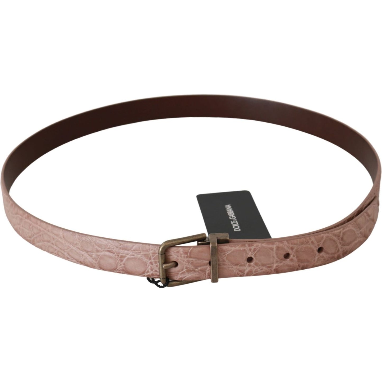 Dolce & Gabbana Elegant Exotic Skin Brushed Gold Buckle Belt Belt Dolce & Gabbana