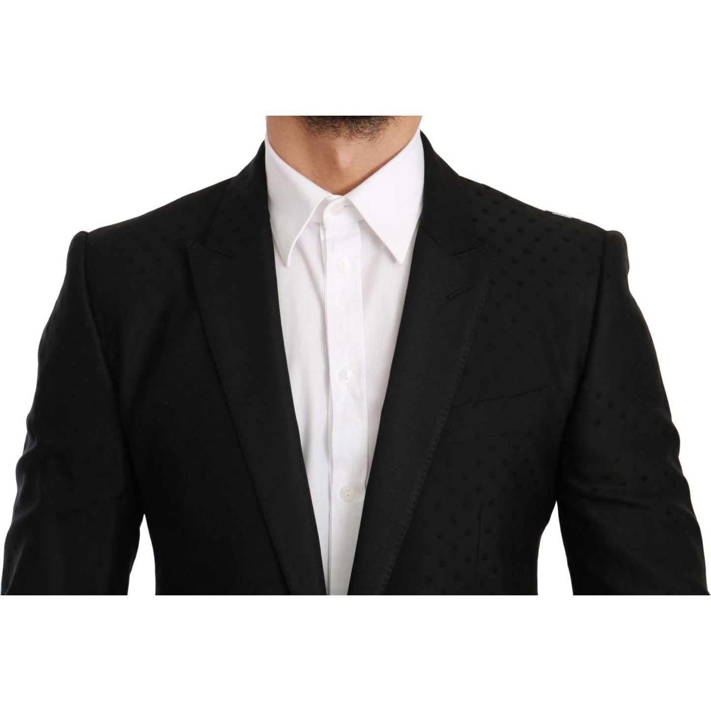 Dolce & Gabbana Elegant Black Polka Dotted Wool Blend Blazer Dolce & Gabbana