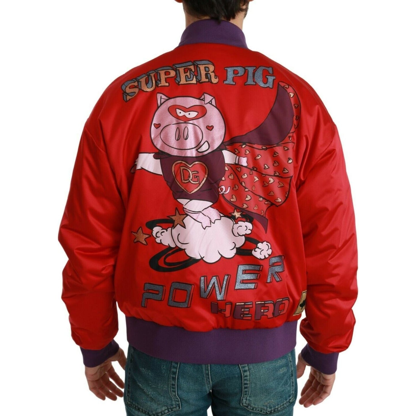 Dolce & Gabbana Red YEAR OF THE PIG Bomber Jacket Coats & Jackets