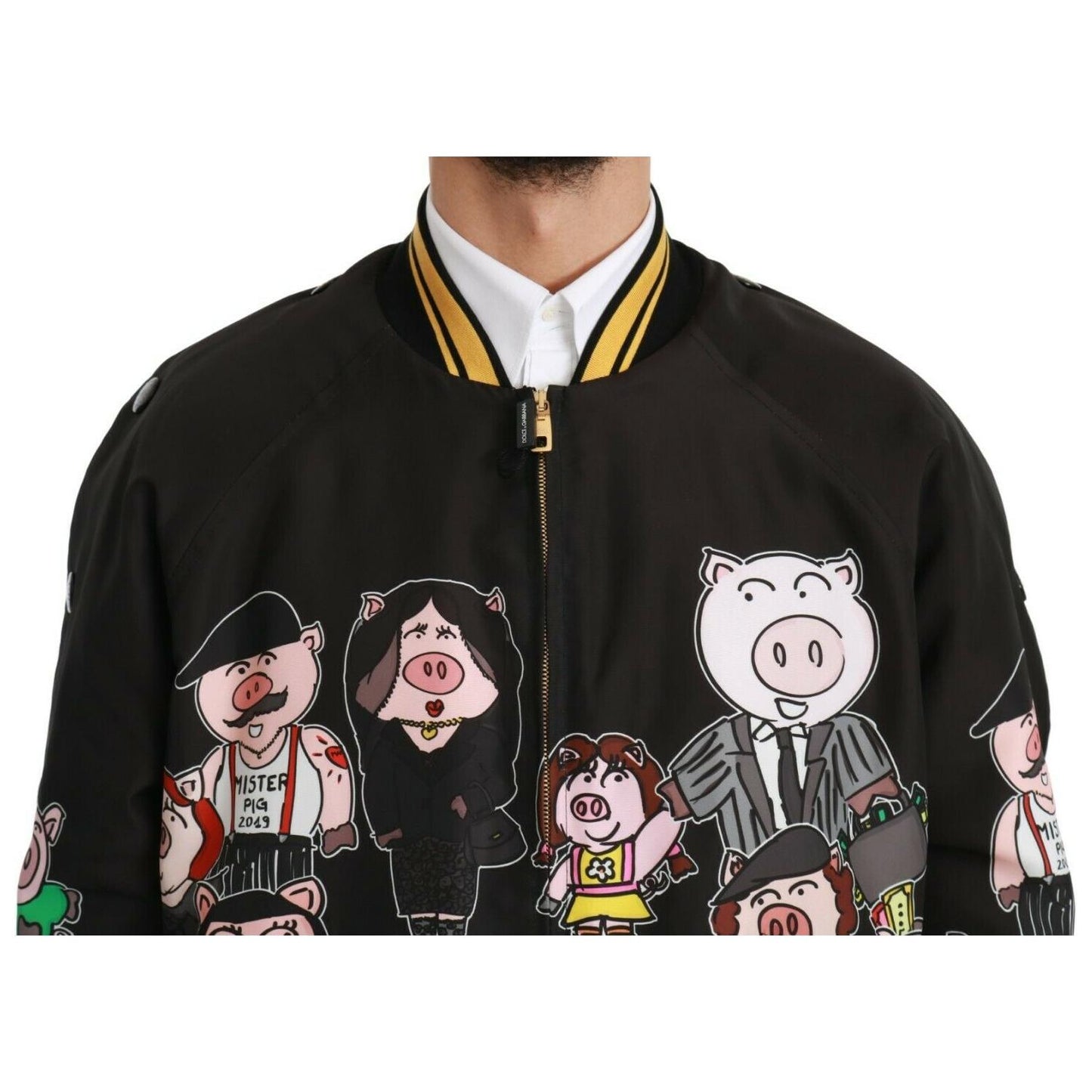 Dolce & Gabbana Black YEAR OF THE PIG Bomber Jacket