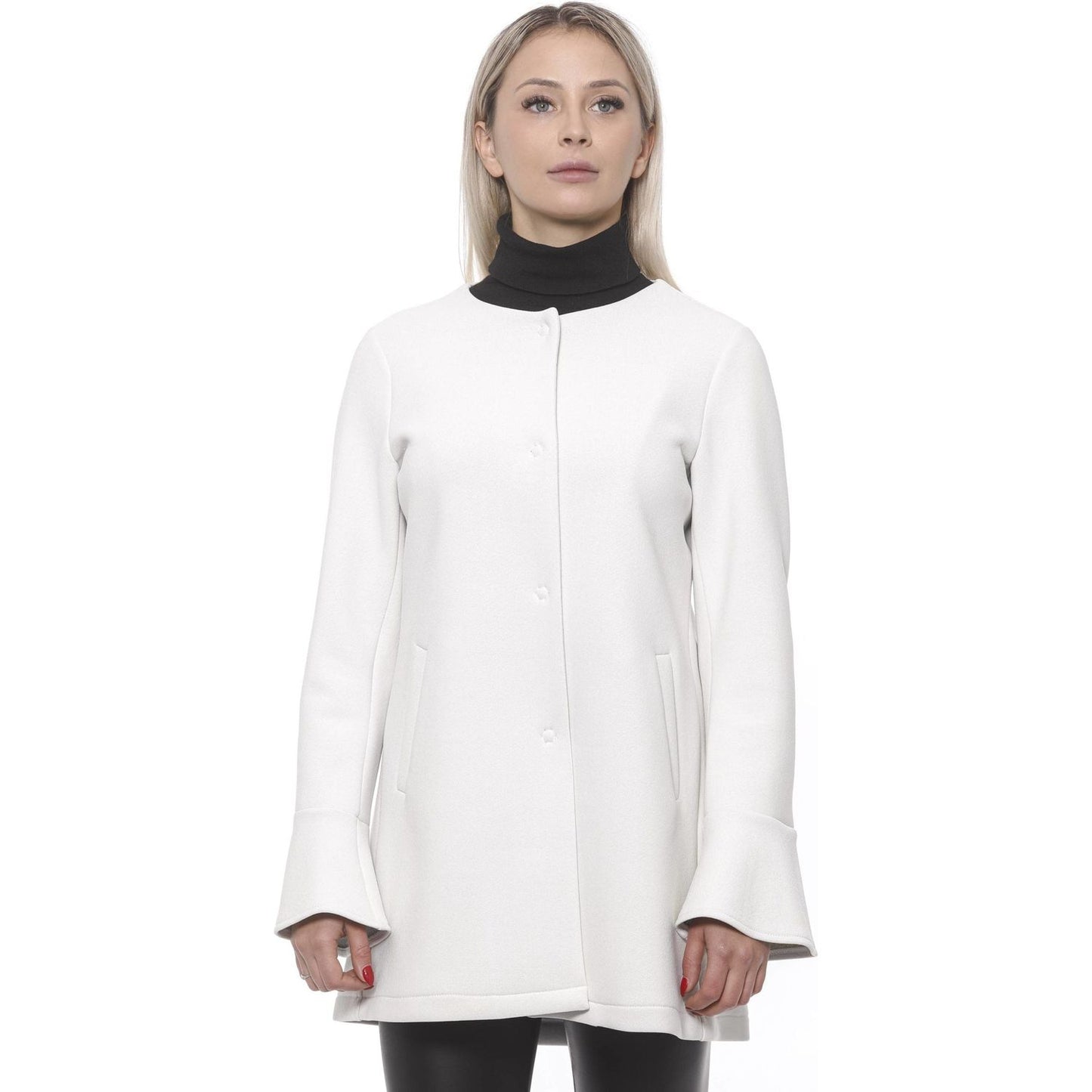 19V69 Italia Elegant White Neoprene Woman Coat 19V69 Italia