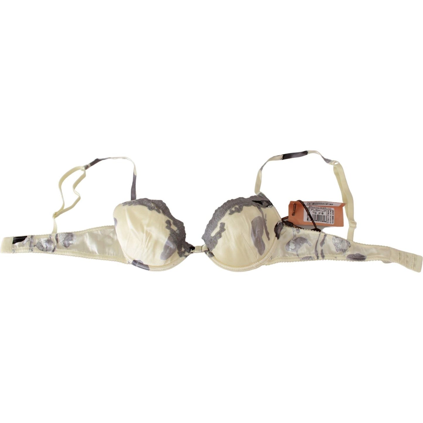 Ermanno Scervino Silk Blend Push-Up Bra in Beige and Gray Ermanno Scervino